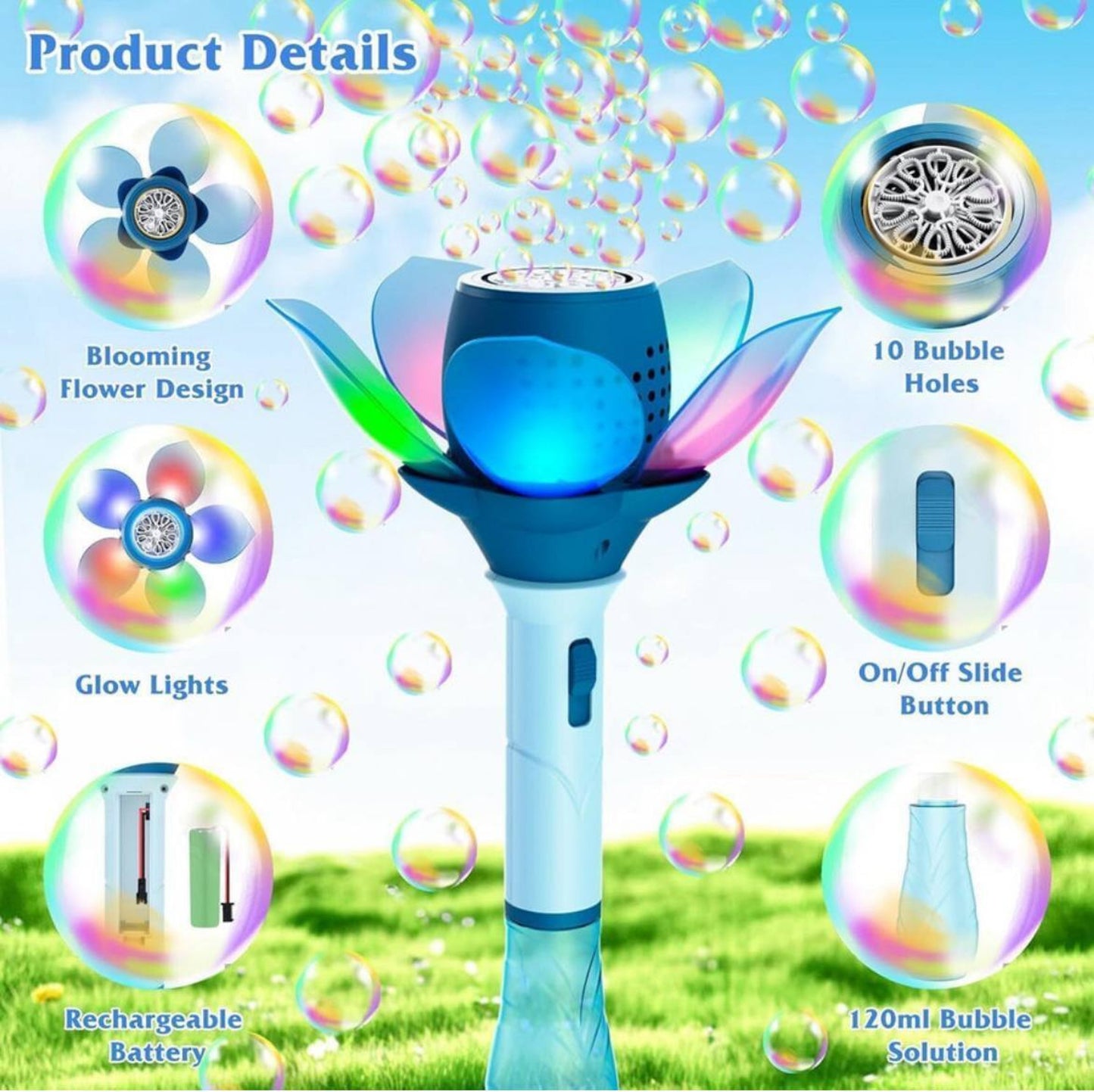 LED Automatic Bubble Flower Wand