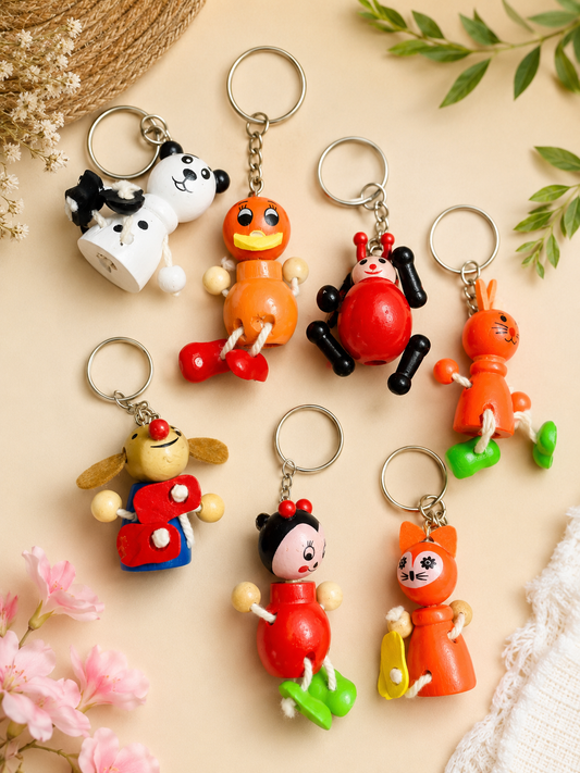 Wooden Animal & Cartoon Keychain