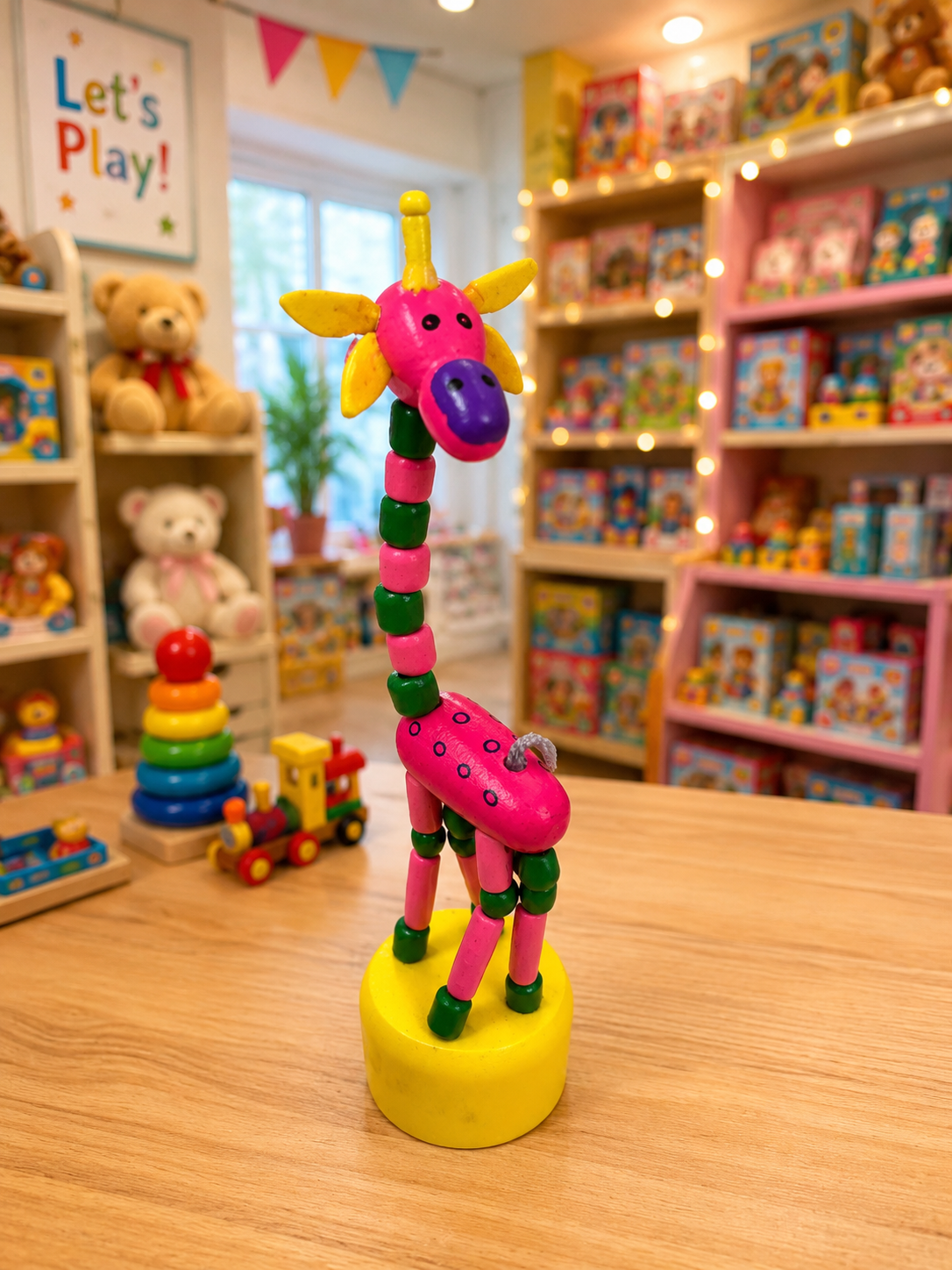 Wooden Flexible Giraffe Toy.