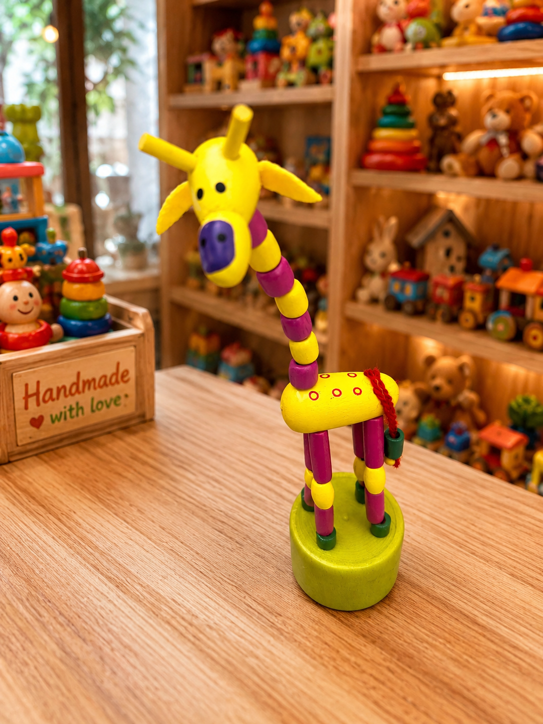 Wooden Flexible Giraffe Toy.